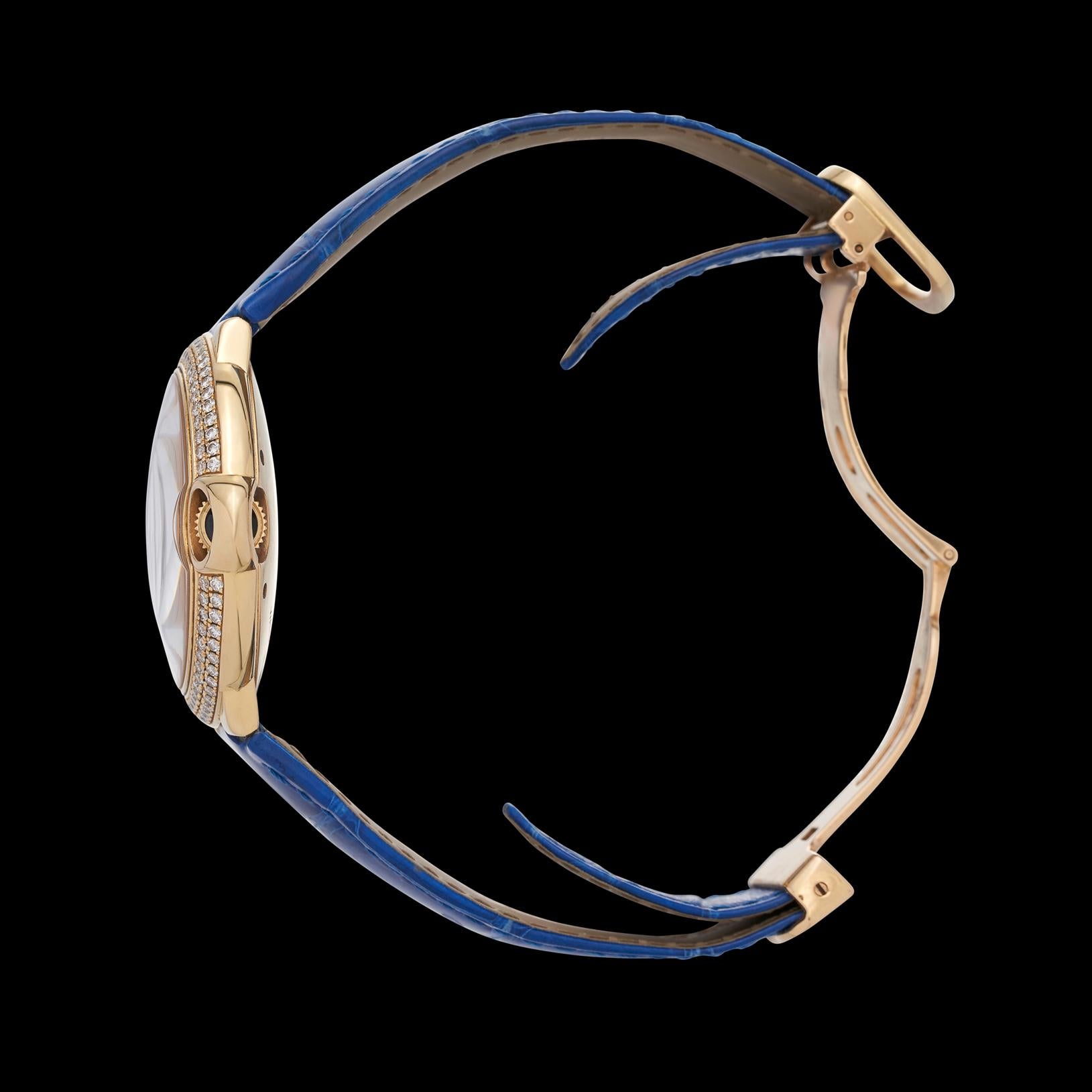 Cartier Montre-bracelet bleu ballon en or jaune 18 carats et diamants Pour femmes en vente