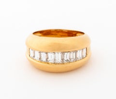 Cartier 18K Yellow Gold Baguette Diamond Band Ring, 1.65ct, France