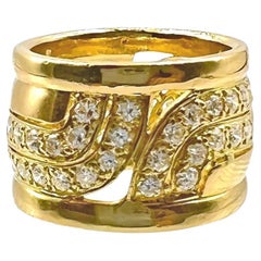 Anello a fascia con diamanti in oro giallo Cartier 18k