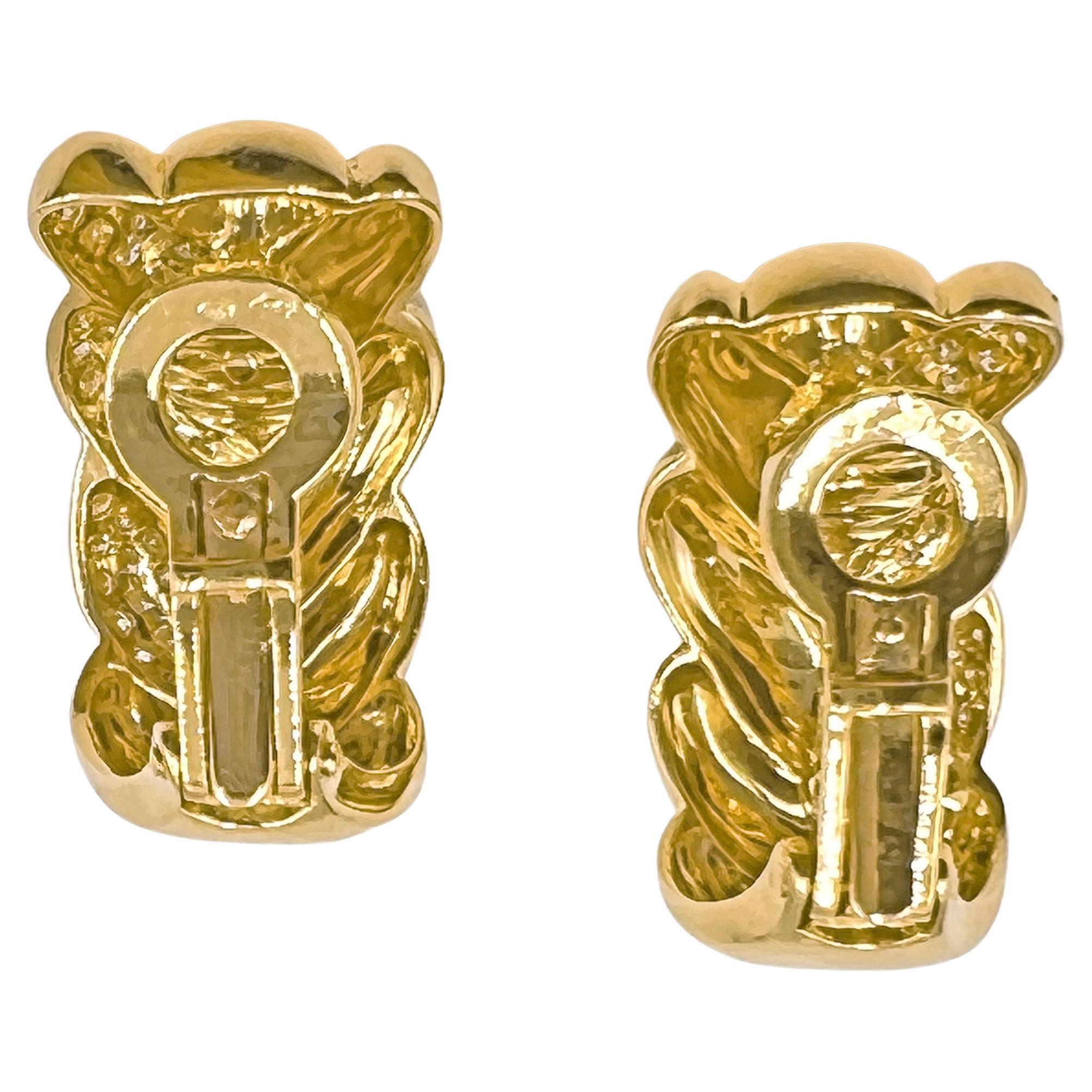 Cartier 18 Karat Gelbgold Diamant-Armband-Ohrclips (Moderne)