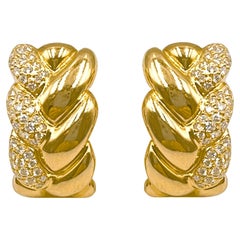 Cartier 18k Yellow Gold Diamond Braid Clip Earrings