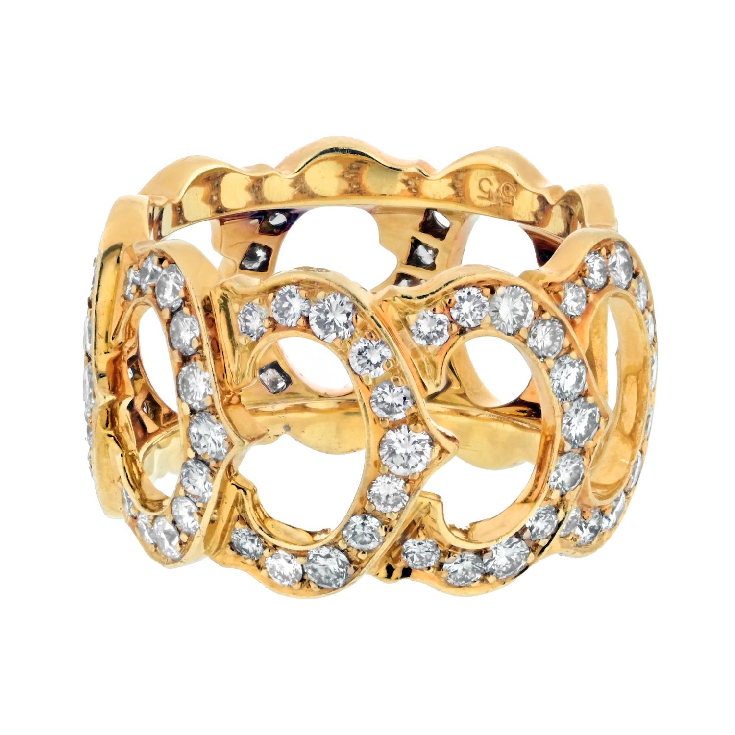 Modern Cartier 18K Yellow Gold Diamond C De Cartier Ring EU 55 For Sale