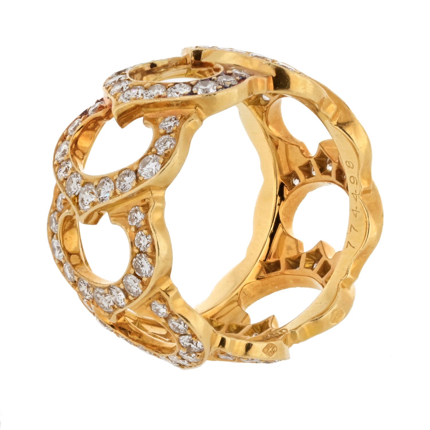 Cartier 18K Yellow Gold Diamond C De Cartier Ring EU 55 In Excellent Condition For Sale In New York, NY
