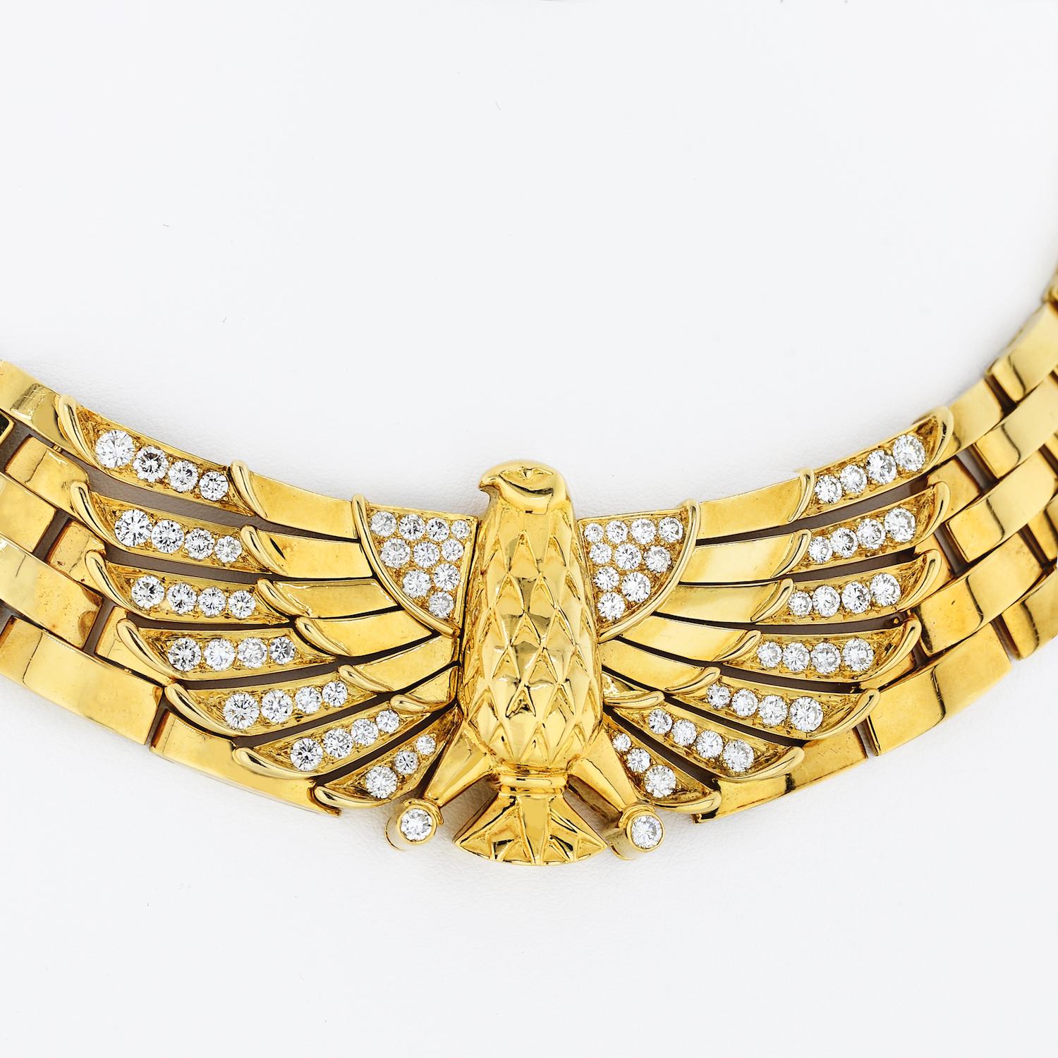 Cartier 18K Gelbgold Diamant Adler Horus Halsband Halskette (Moderne)