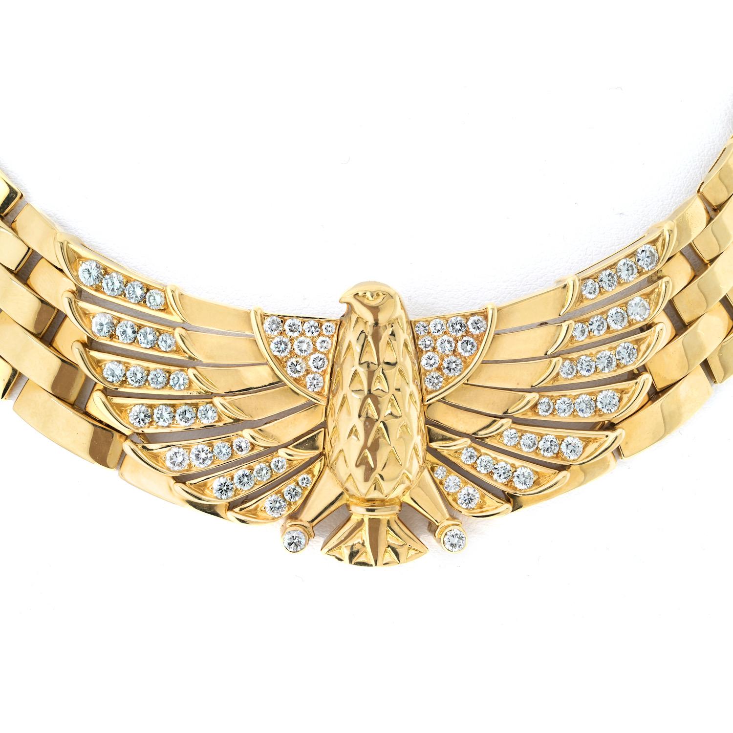 Cartier 18K Gelbgold Diamant Adler Horus Halsband Halskette 1