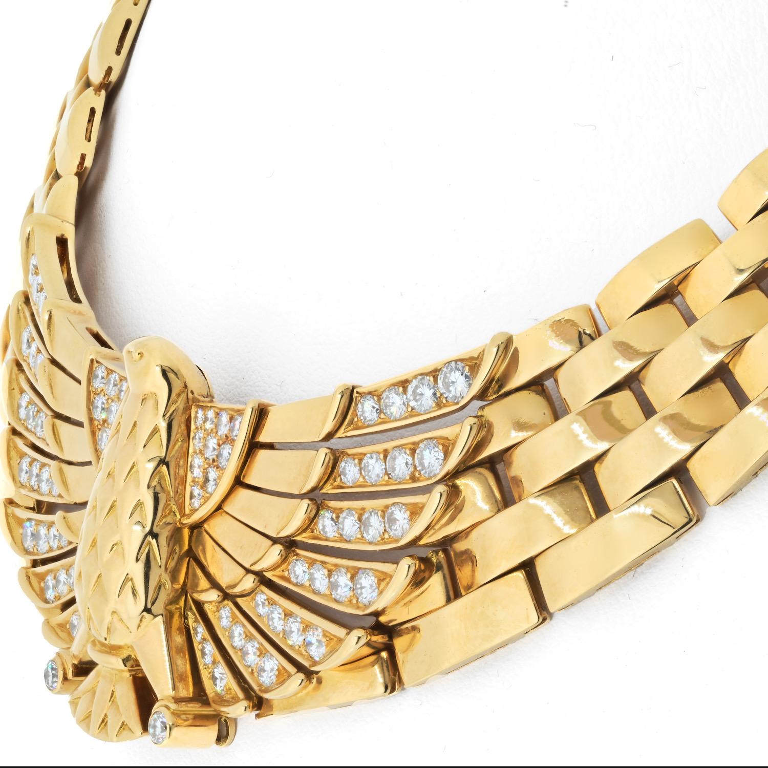 Cartier 18K Gelbgold Diamant Adler Horus Halsband Halskette 2