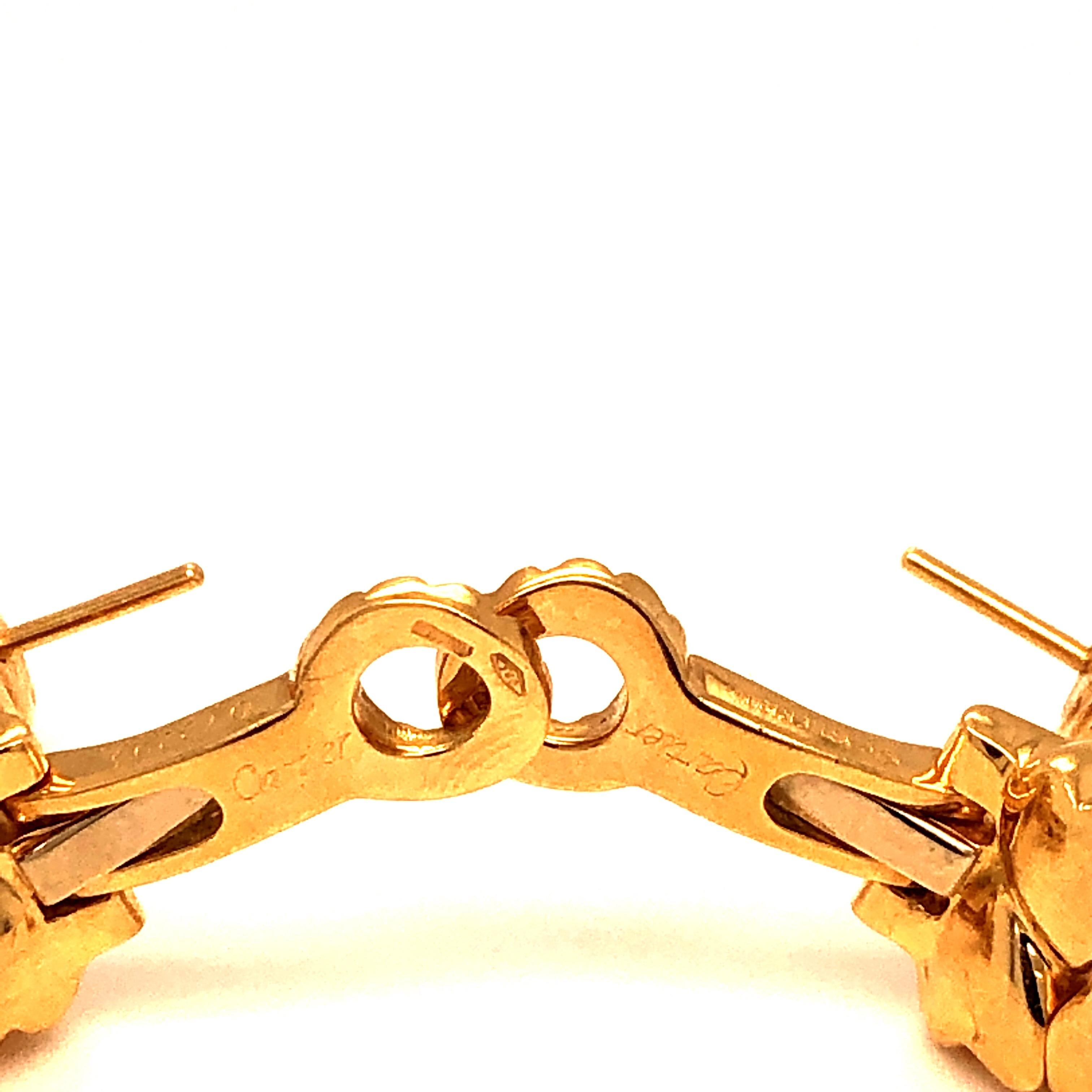 Round Cut Cartier 18 Karat Yellow Gold Diamond Earrings Pave Diamonds Heart Design For Sale