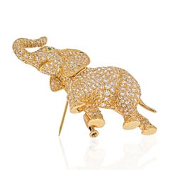 Cartier 18k Yellow Gold Diamond Elephant Brooch