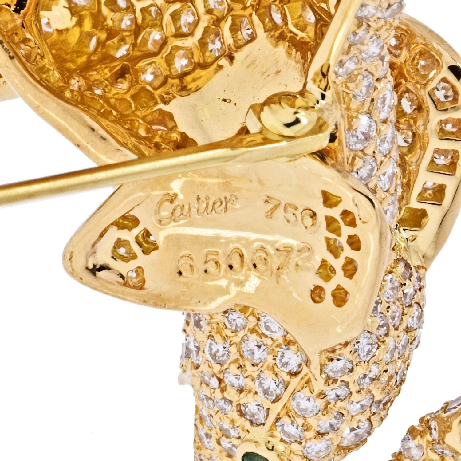 Cartier Broche éléphant en or jaune 18 carats avec diamants Excellent état - En vente à New York, NY