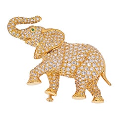 Cartier 18k Yellow Gold Diamond Elephant Brooch