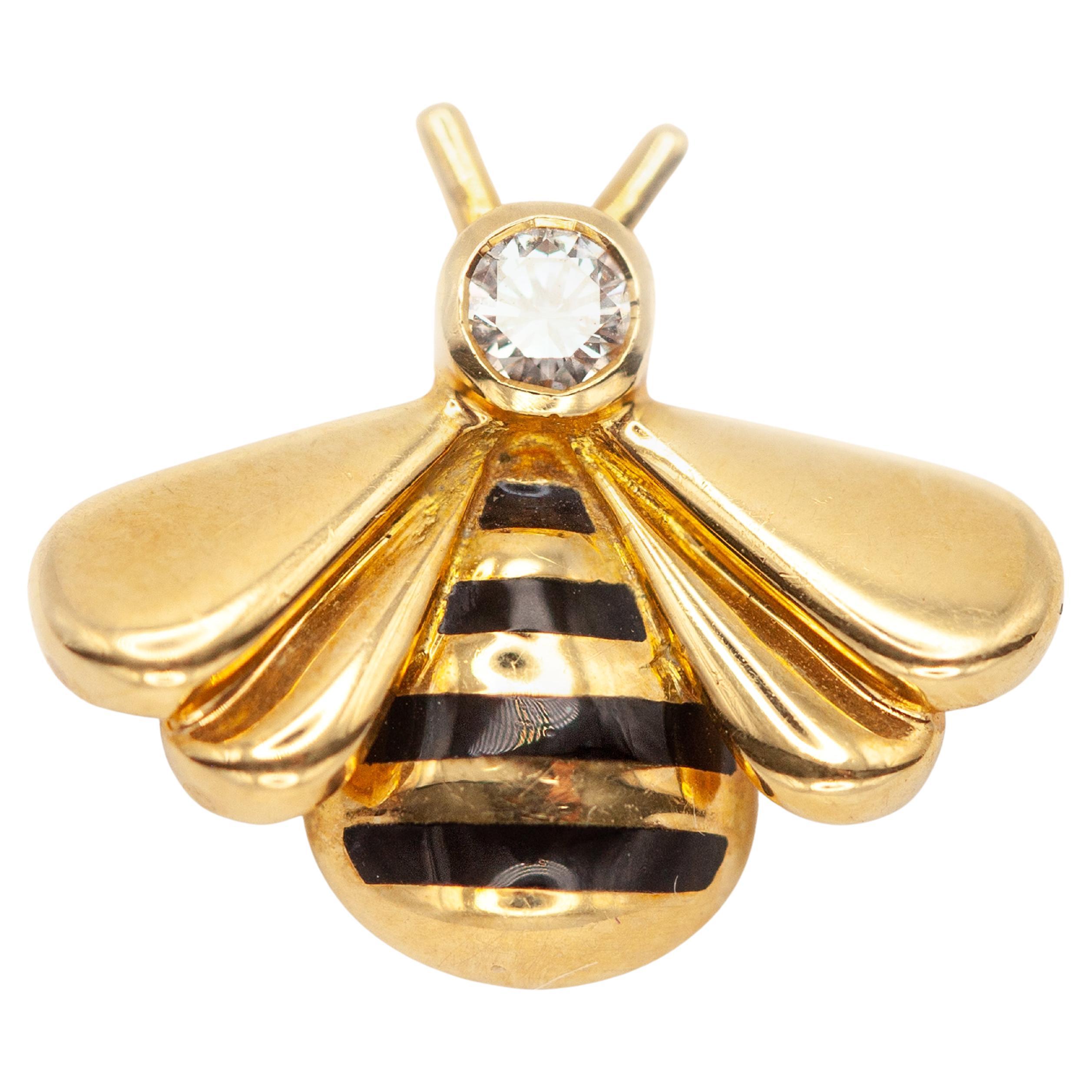 Spilla ape di Cartier in oro giallo 18 carati con smalto e diamanti, anni '90 ca.
