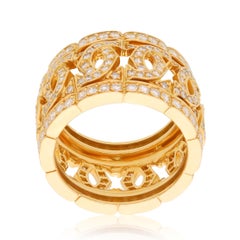 CARTIER 18K Yellow Gold Diamond Entrelacés C Band