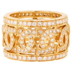 CARTIER 18K Yellow Gold Diamond Entrelacés C Band