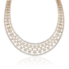 CARTIER 18K Yellow Gold Diamond Floral Lace Necklace