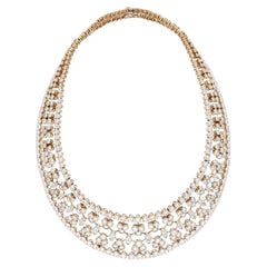 CARTIER 18K Yellow Gold Diamond Floral Lace Necklace