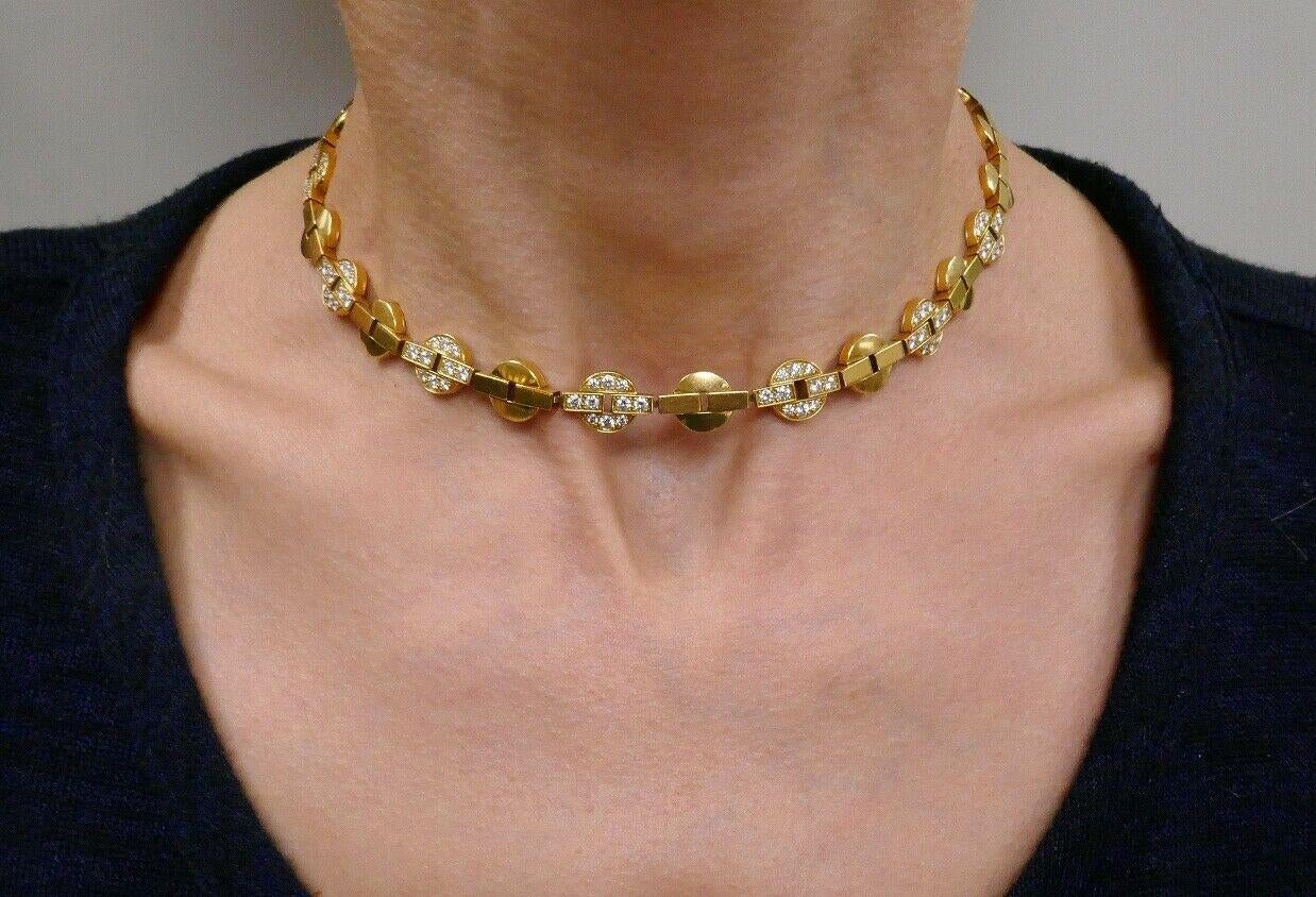 Cartier 18k Yellow Gold & Diamond Himalia Collection Choker Necklace Vintage In Excellent Condition In Beverly Hills, CA
