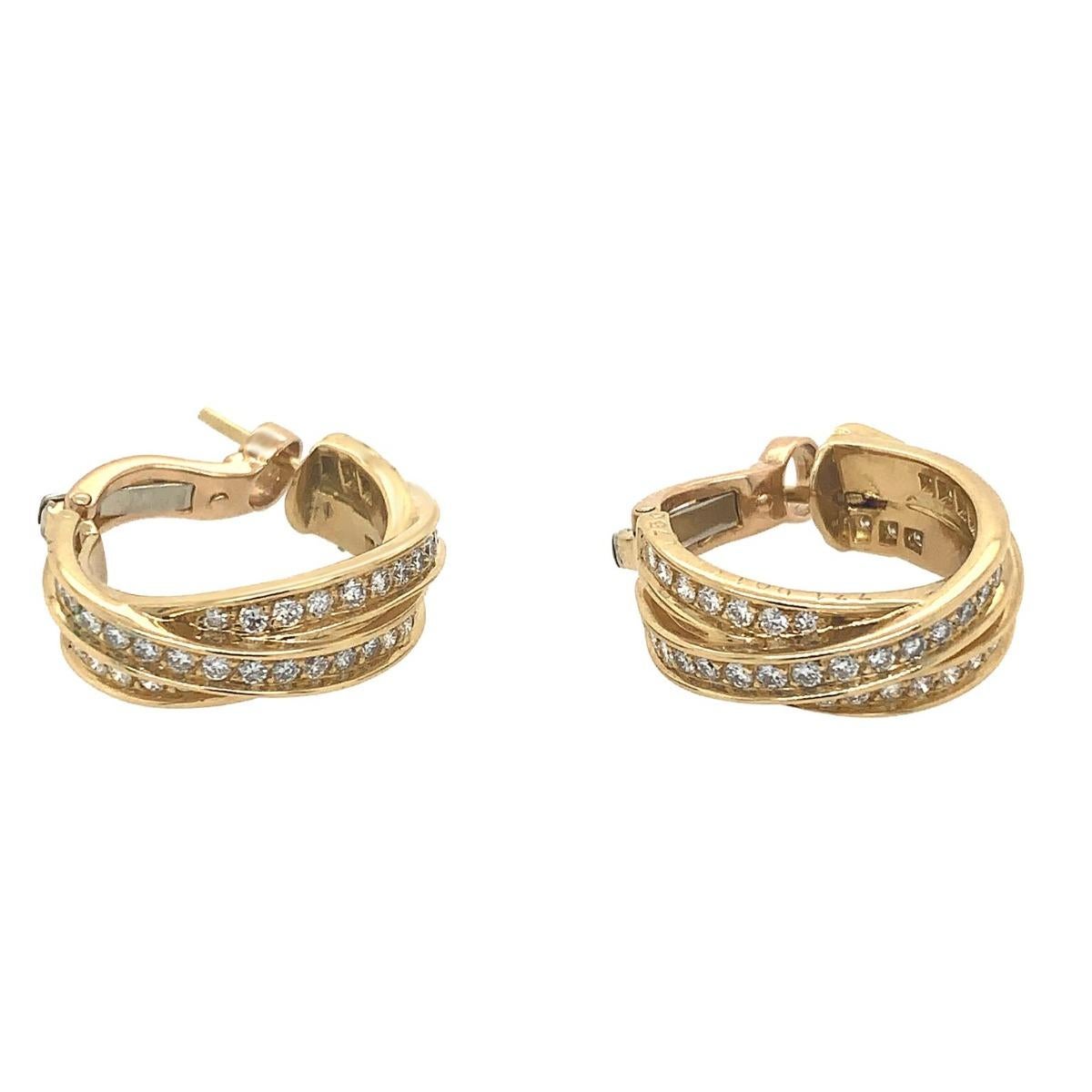 Women's Cartier 18 Karat Yellow Gold Diamond Hoop Earrings