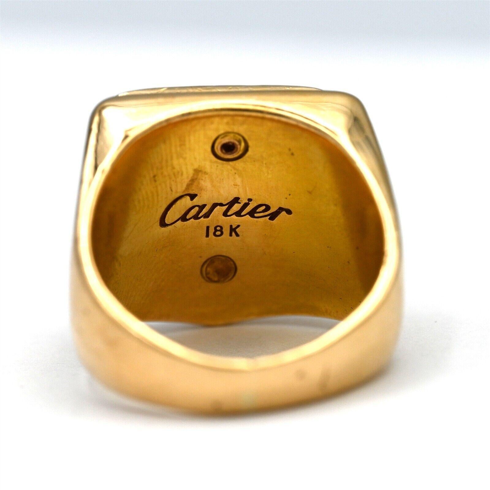 Women's or Men's CARTIER 18k Yellow Gold & Diamond Lincoln Mercury 1980s Signet Ring Vintage
