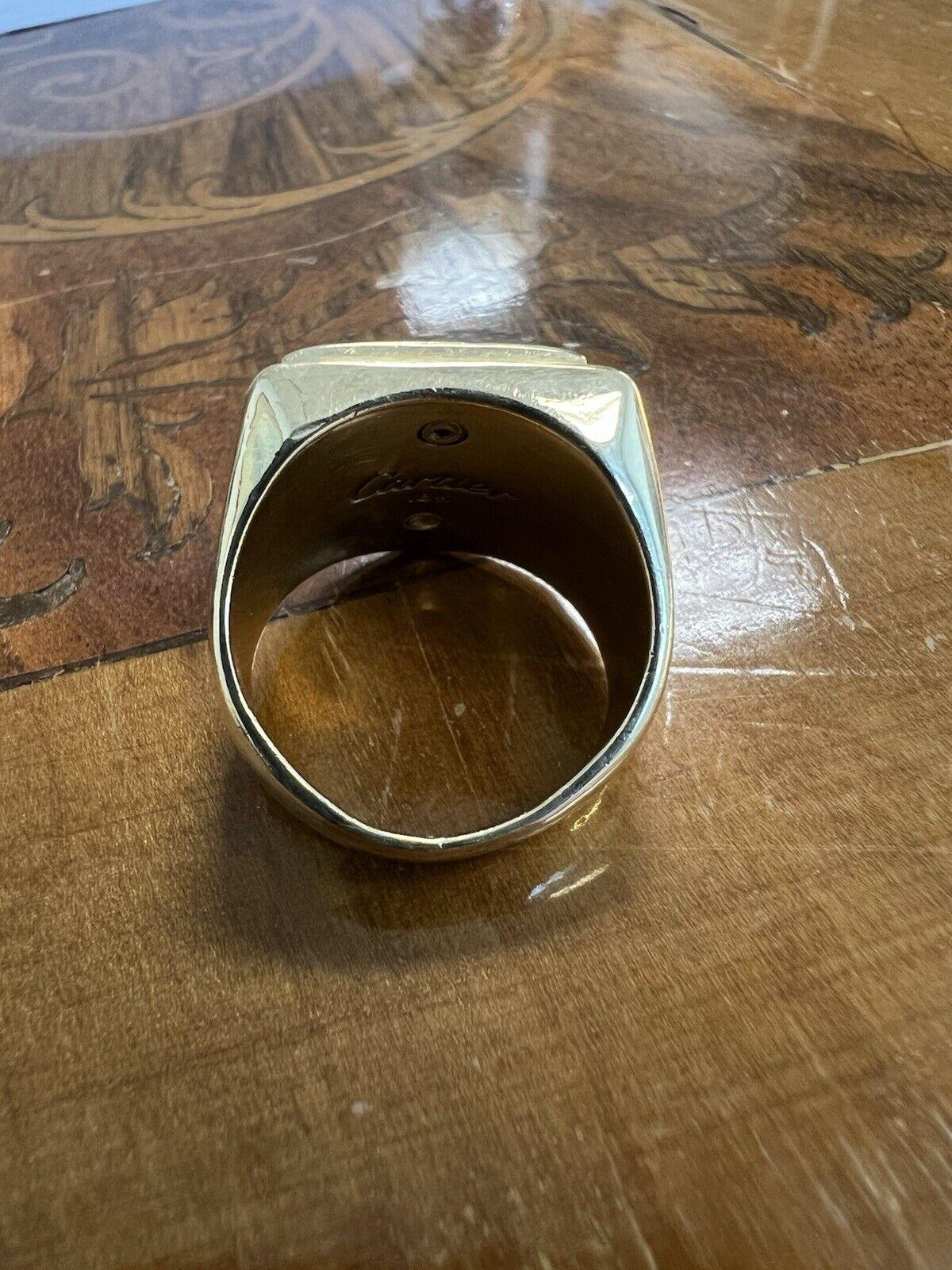 CARTIER 18k Yellow Gold & Diamond Lincoln Mercury 1980s Signet Ring Vintage 2