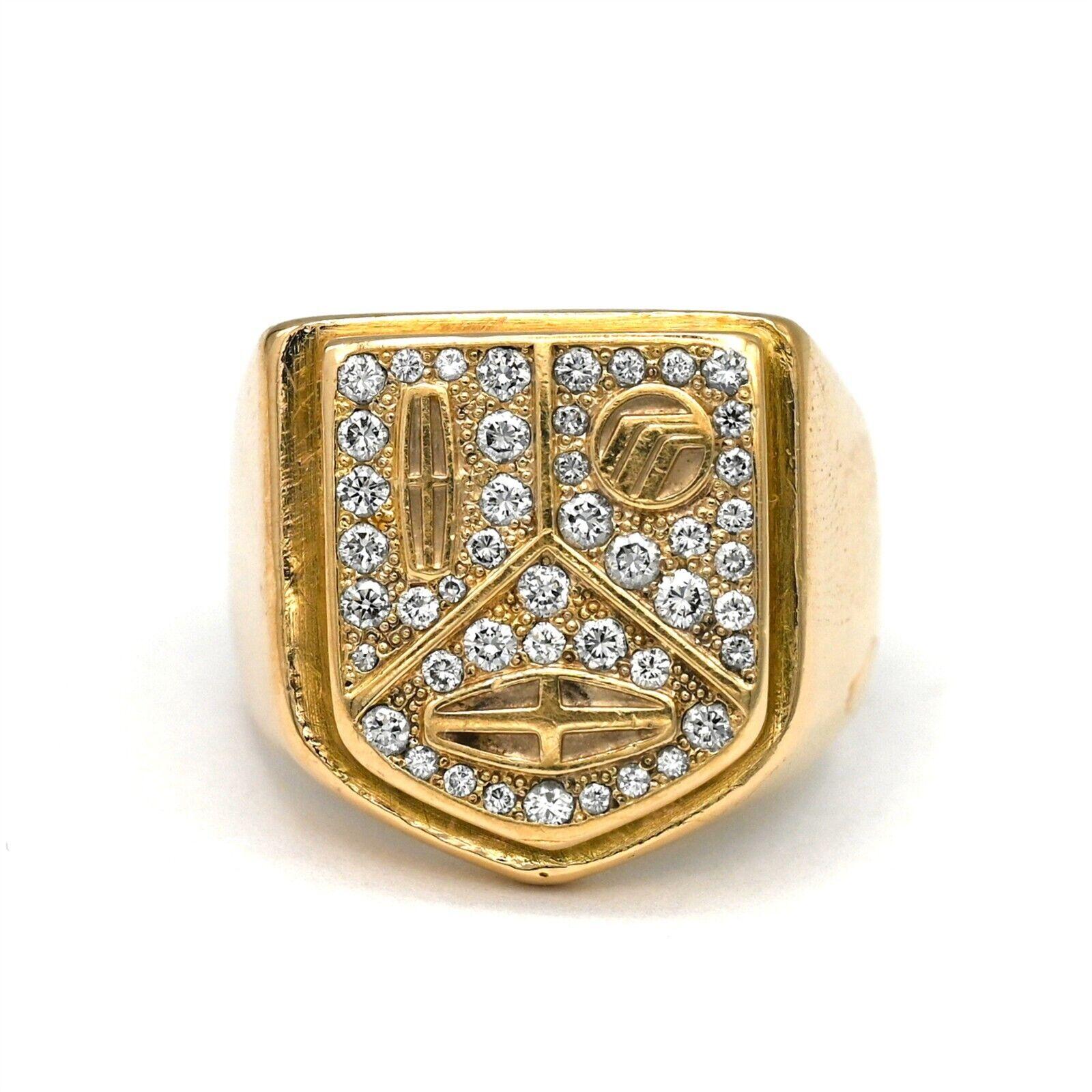 CARTIER 18k Yellow Gold & Diamond Lincoln Mercury 1980s Signet Ring Vintage 4