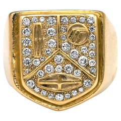 CARTIER 18k Yellow Gold & Diamond Lincoln Mercury 1980s Signet Ring Vintage