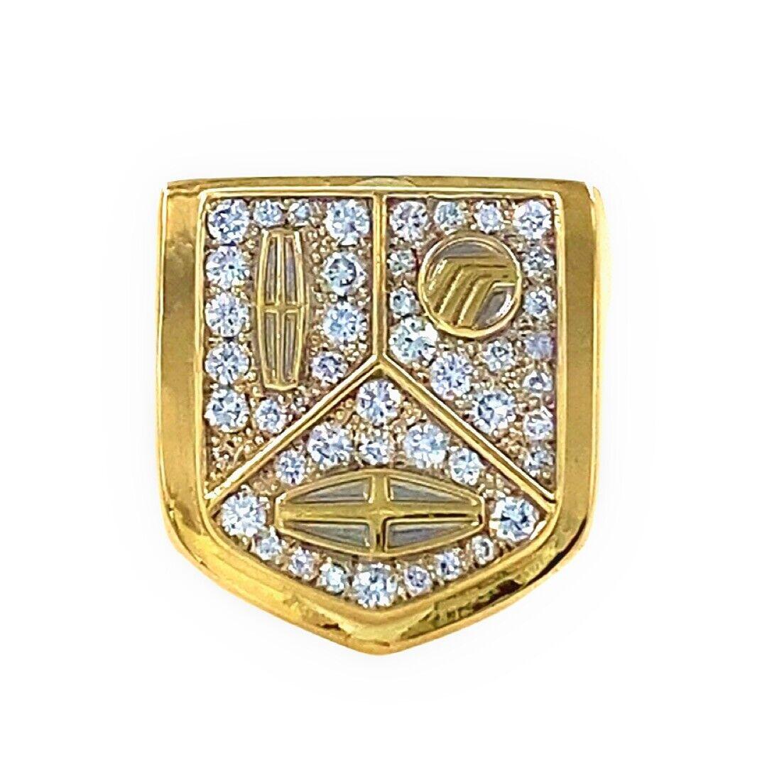 CARTIER 18k Yellow Gold & Diamond Lincoln Mercury Auto Signet Ring Vintage 1980s 1