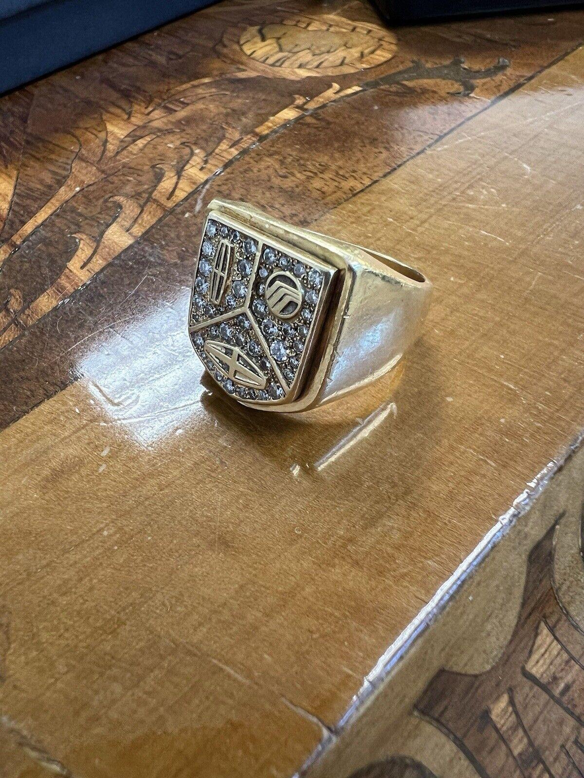 CARTIER 18k Yellow Gold & Diamond Lincoln Mercury Auto Signet Ring Vintage 1980s 2