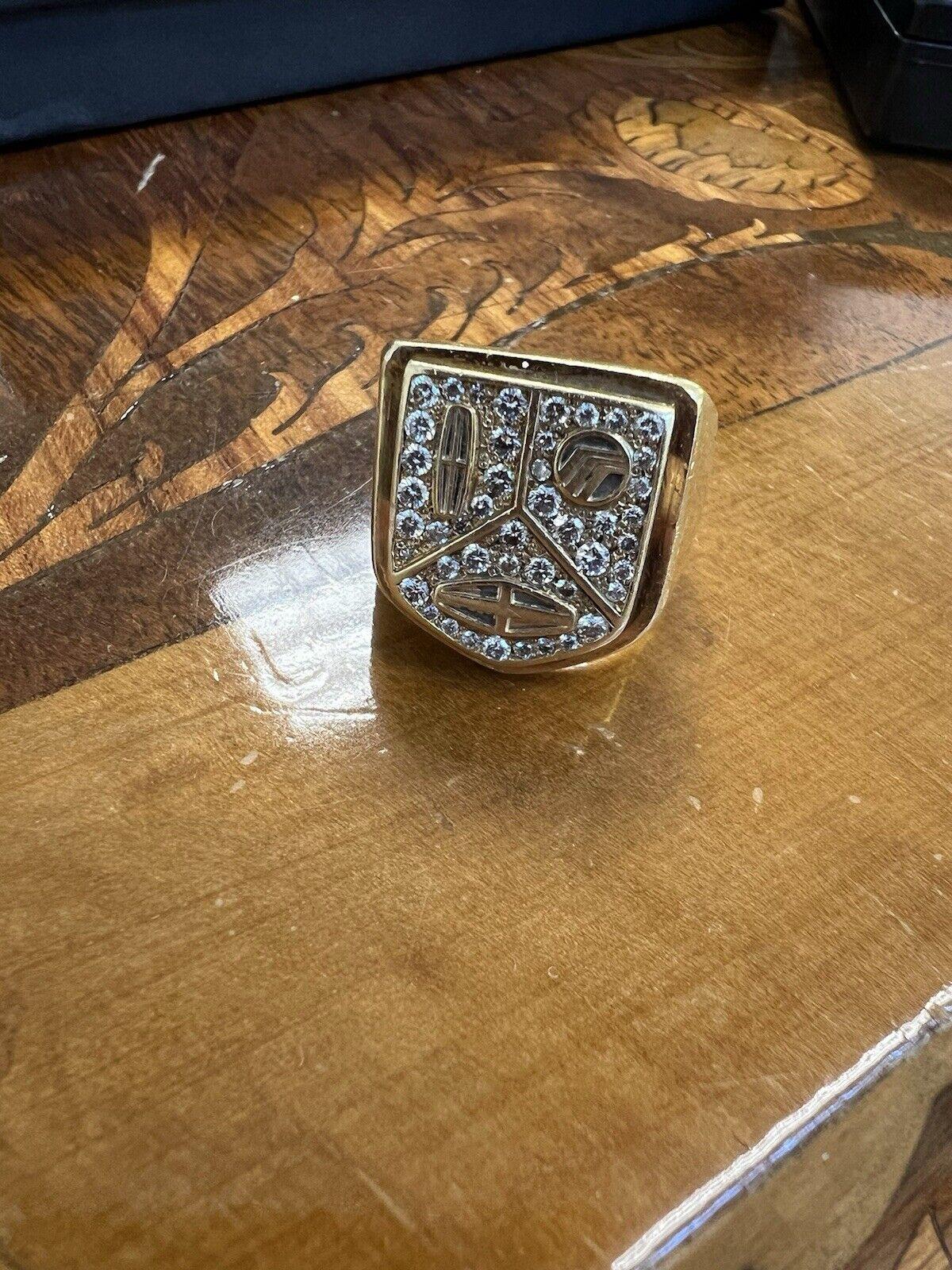 CARTIER 18k Yellow Gold & Diamond Lincoln Mercury Auto Signet Ring Vintage 1980s 3