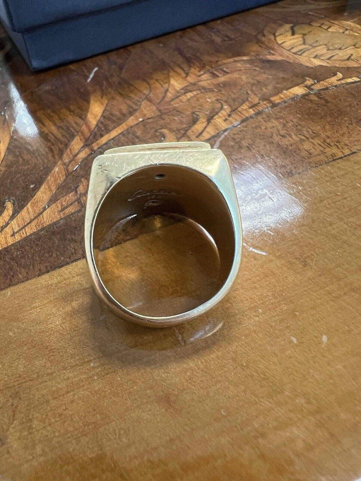 CARTIER 18k Yellow Gold & Diamond Lincoln Mercury Auto Signet Ring Vintage 1980s 4