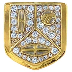 Cartier, oro giallo 18 carati e diamanti, anello con sigillo Lincoln Mercury Auto, vintage anni '80