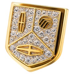 Cartier 18K Yellow Gold Diamond Lincoln Mercury Merkur Crest Pinky Ring