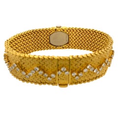 Cartier 18 Karat Yellow Gold Diamond Longines Movement Wristwatch