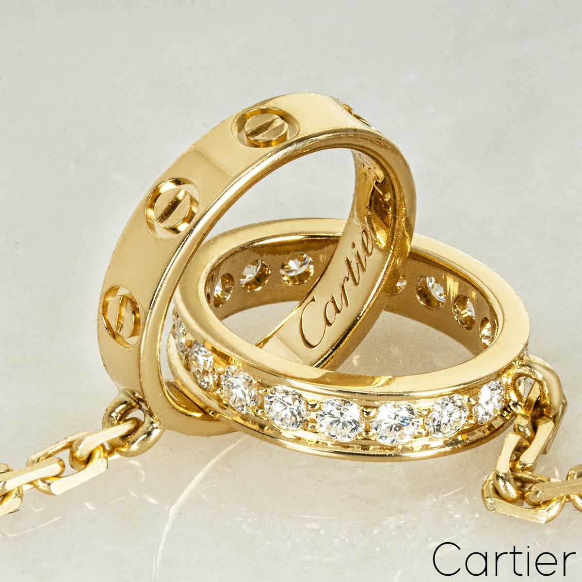 Cartier 18k Yellow Gold Diamond Love Necklace B7013800 For Sale 2