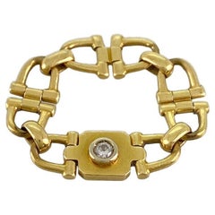 CARTIER 18k Yellow Gold & Diamond Mariner Link Ring Vintage Circa 1970s