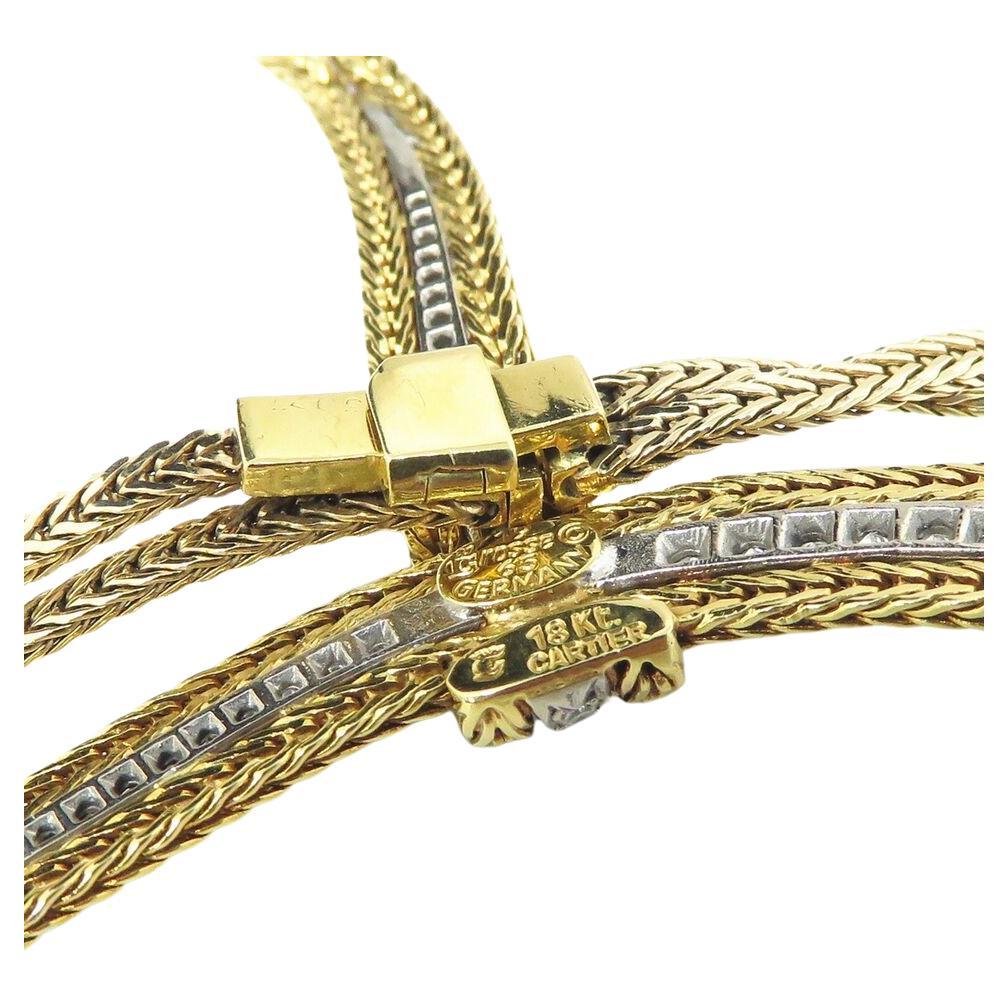 Introducing the Cartier necklace approx 0.60 carats of diamonds most about G-H and VS range
The necklace was originally shorter but was extended by its previous owner. It now measures 15 inches in length
Marked: Grosse Germany 18k Cartier (retail by