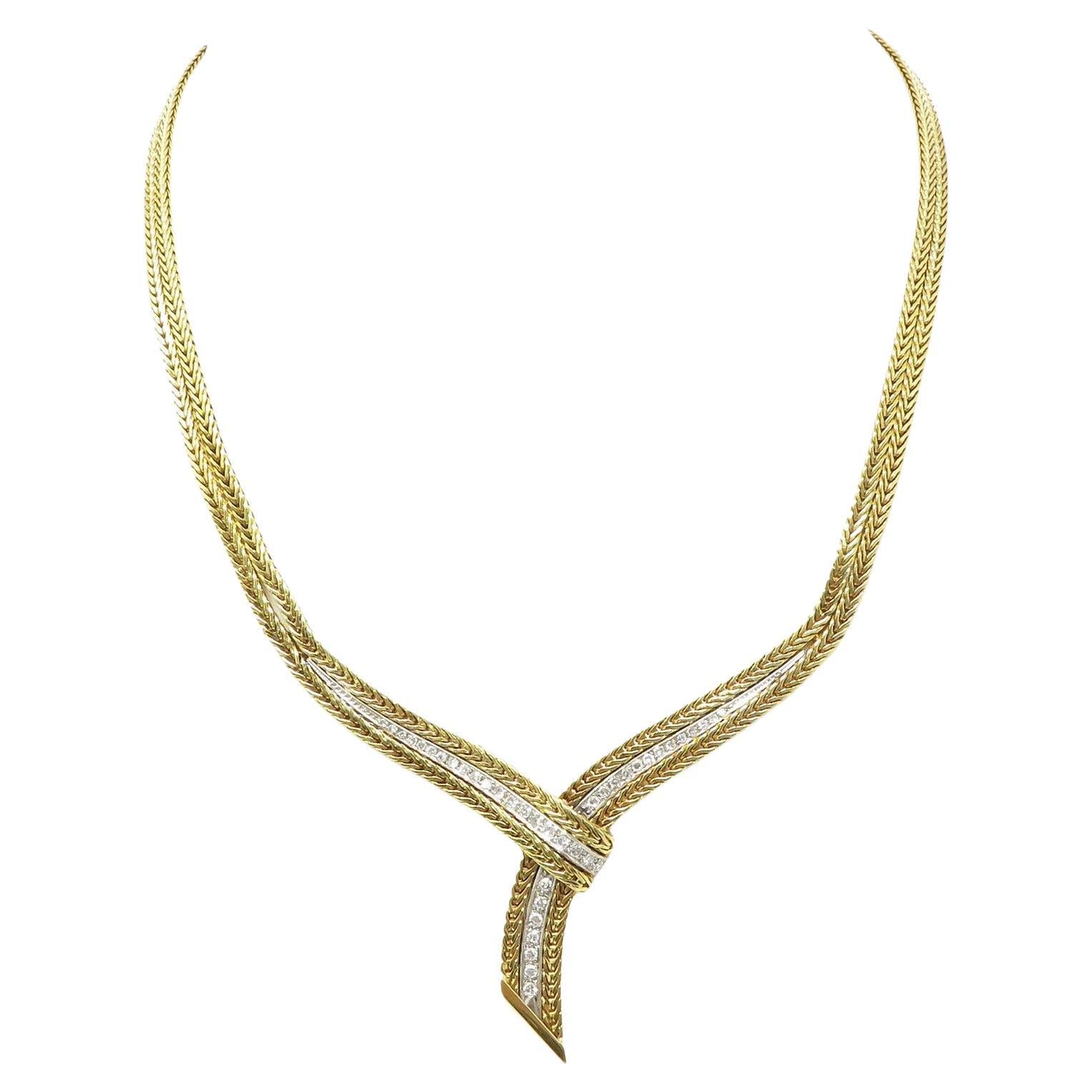 Cartier 18K Yellow Gold Diamond Necklace In Excellent Condition For Sale In Chicago, IL