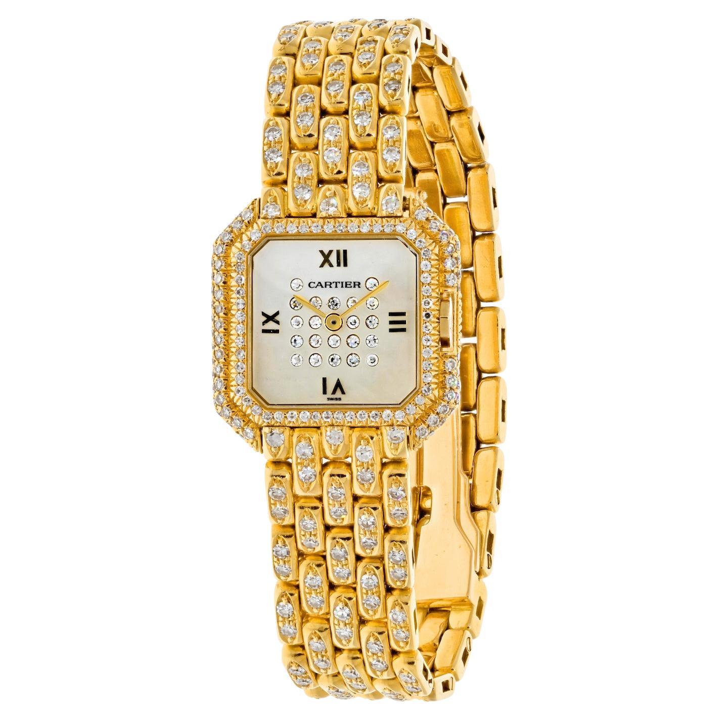 Cartier 18K Yellow Gold Diamond Panthere De Cartier Wrist Watch