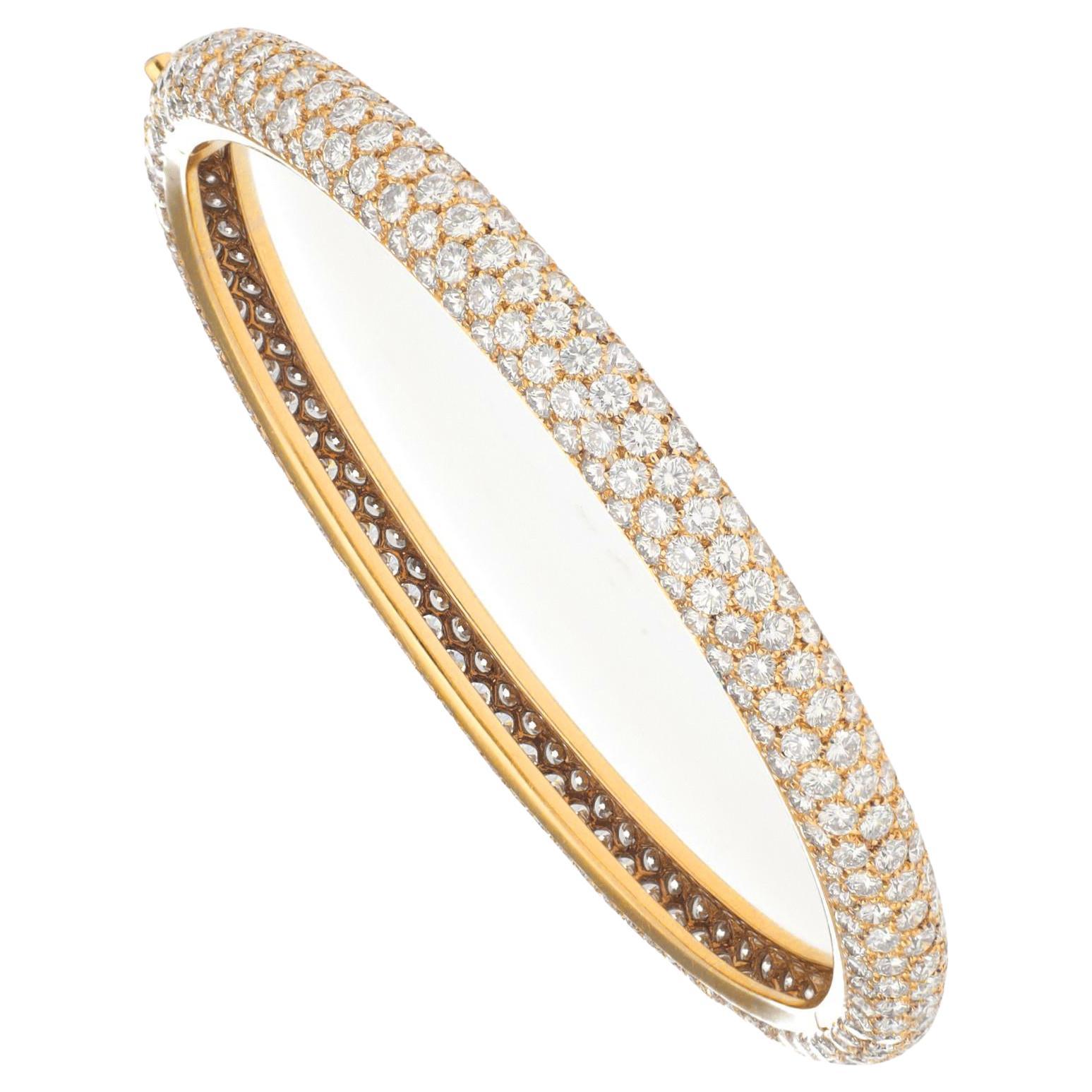 Cartier 18K Yellow Gold Diamond Pave Bangle Bracelet