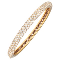 Cartier 18K Yellow Gold Diamond Pave Bangle Bracelet