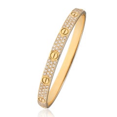 CARTIER 18K Yellow Gold Diamond Pavé Love Bangle
