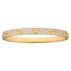 CARTIER 18K Yellow Gold Diamond Pavé Love Bangle