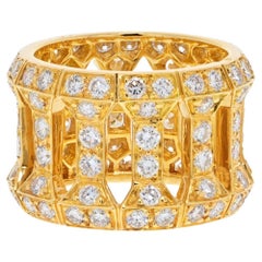 Cartier 18K Yellow Gold Diamond Pillar Ring