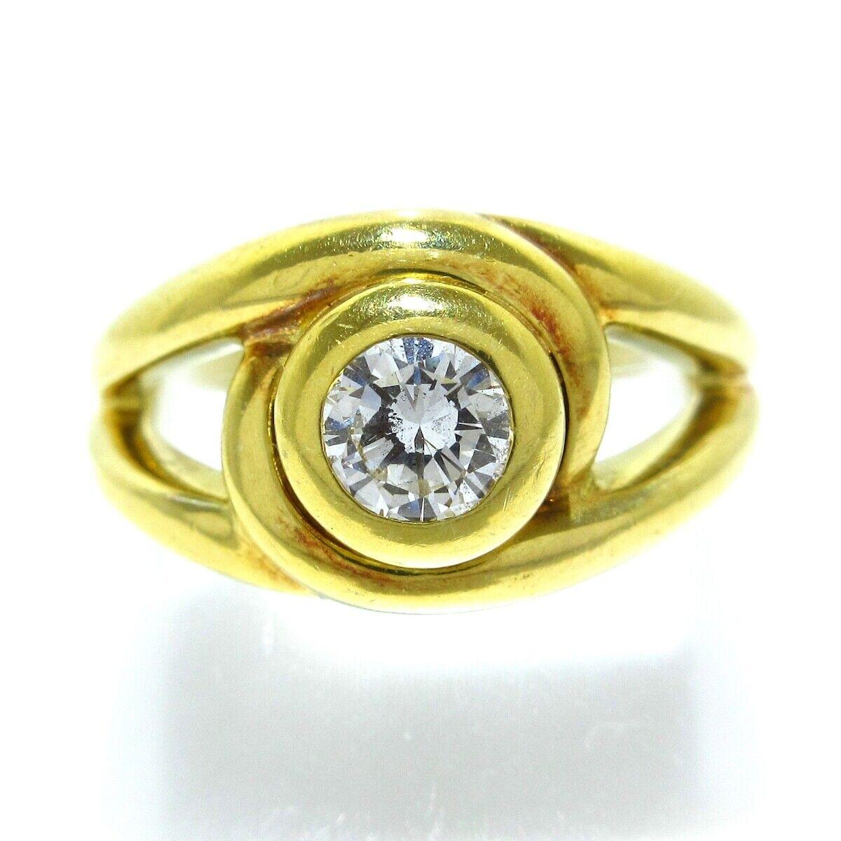 CARTIER 18k Yellow Gold & Diamond Solitaire Ring Vintage 1970s European Rare For Sale 8