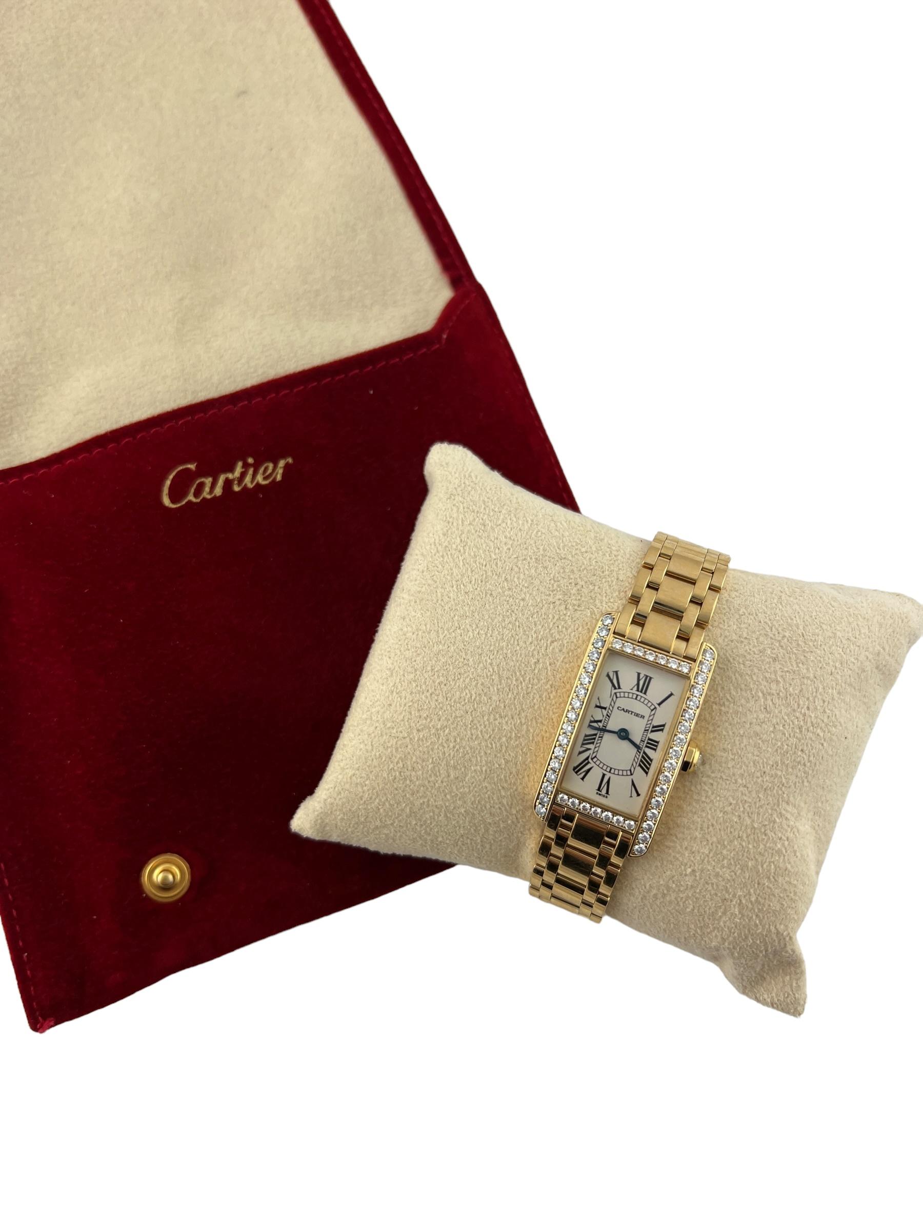 Cartier 18K Yellow Gold Diamond Tank Americaine Watch 1710 For Sale 4