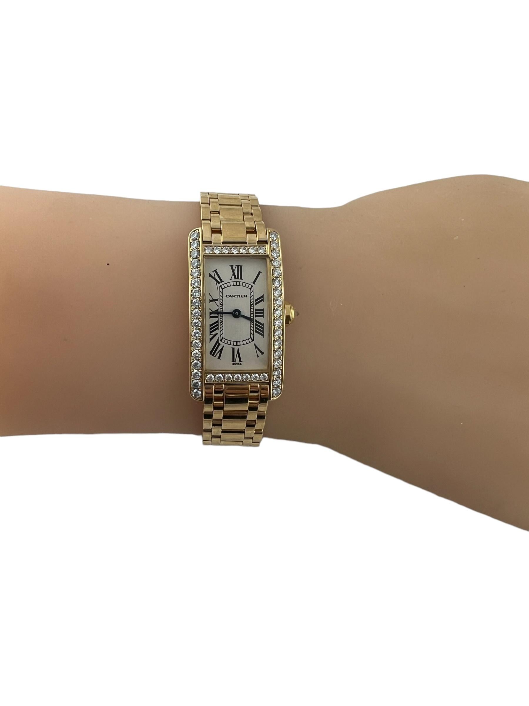Cartier 18K Yellow Gold Diamond Tank Americaine Watch 1710 For Sale 5