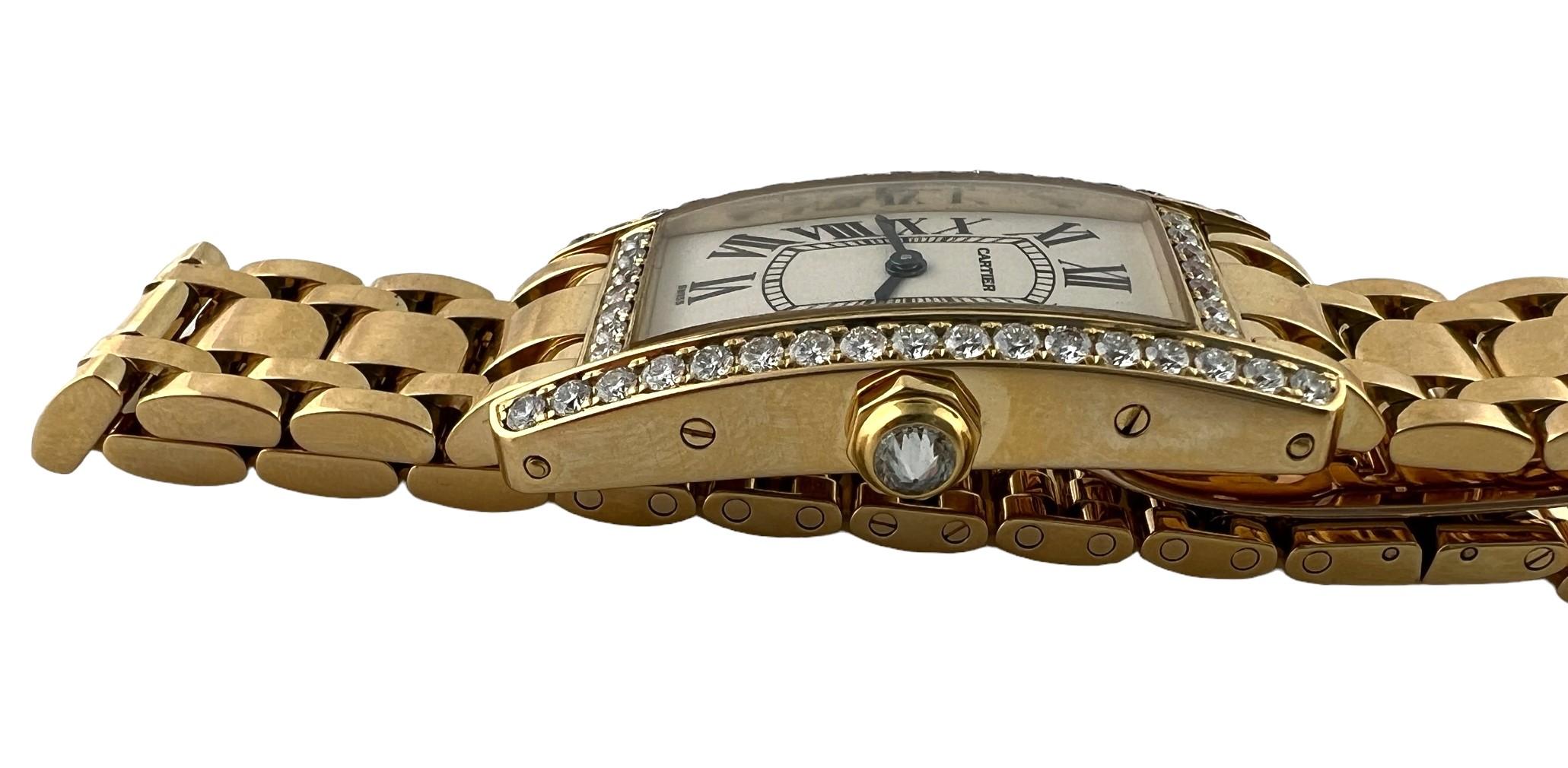 Cartier 18K Yellow Gold Diamond Tank Americaine Watch 1710 im Angebot 4