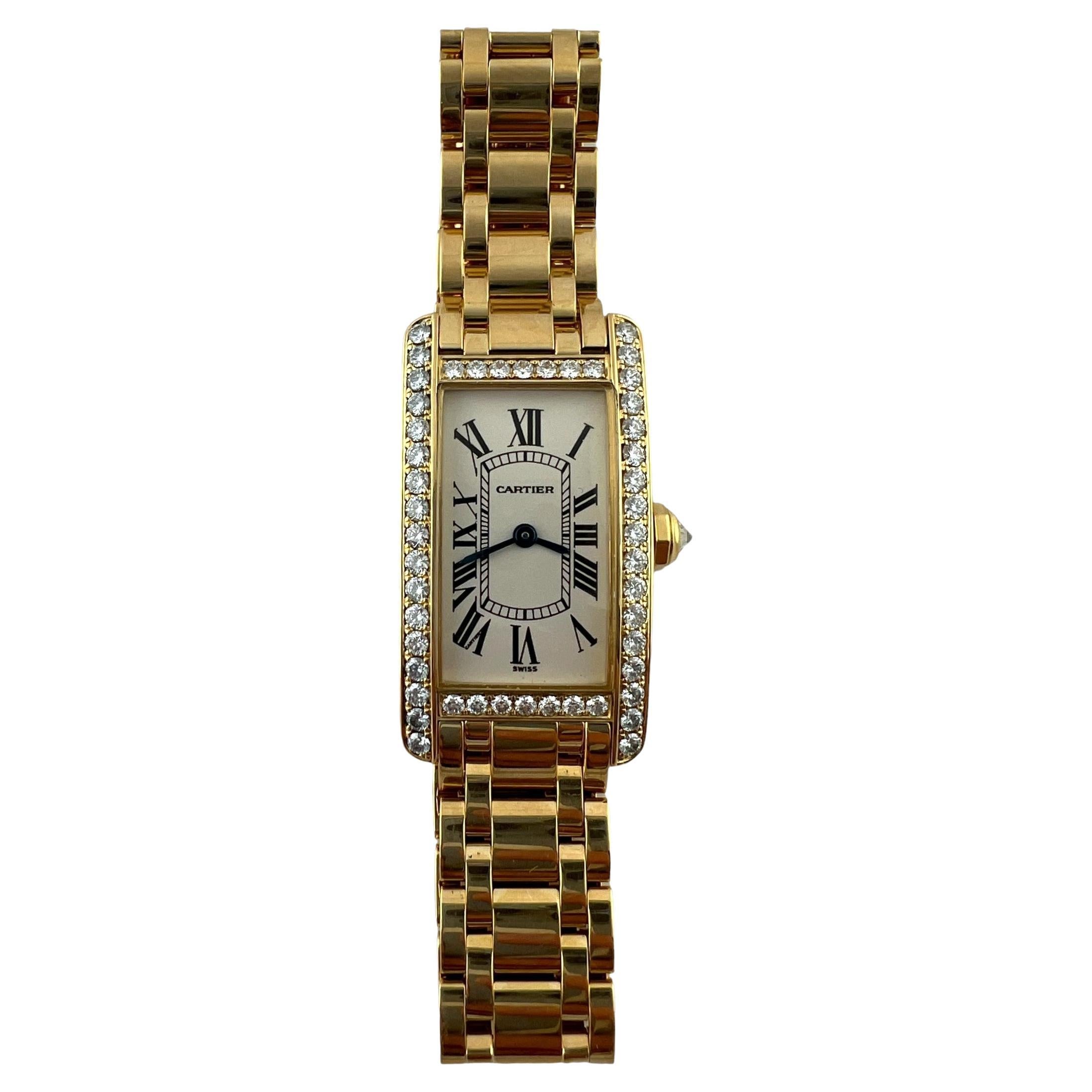 Cartier 18K Yellow Gold Diamond Tank Americaine Watch 1710