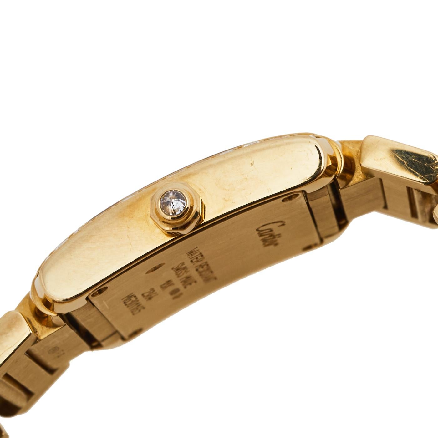 Cartier 18k Yellow Gold Diamond Tank Francaise 2364 Women's Wristwatch 20MM 1