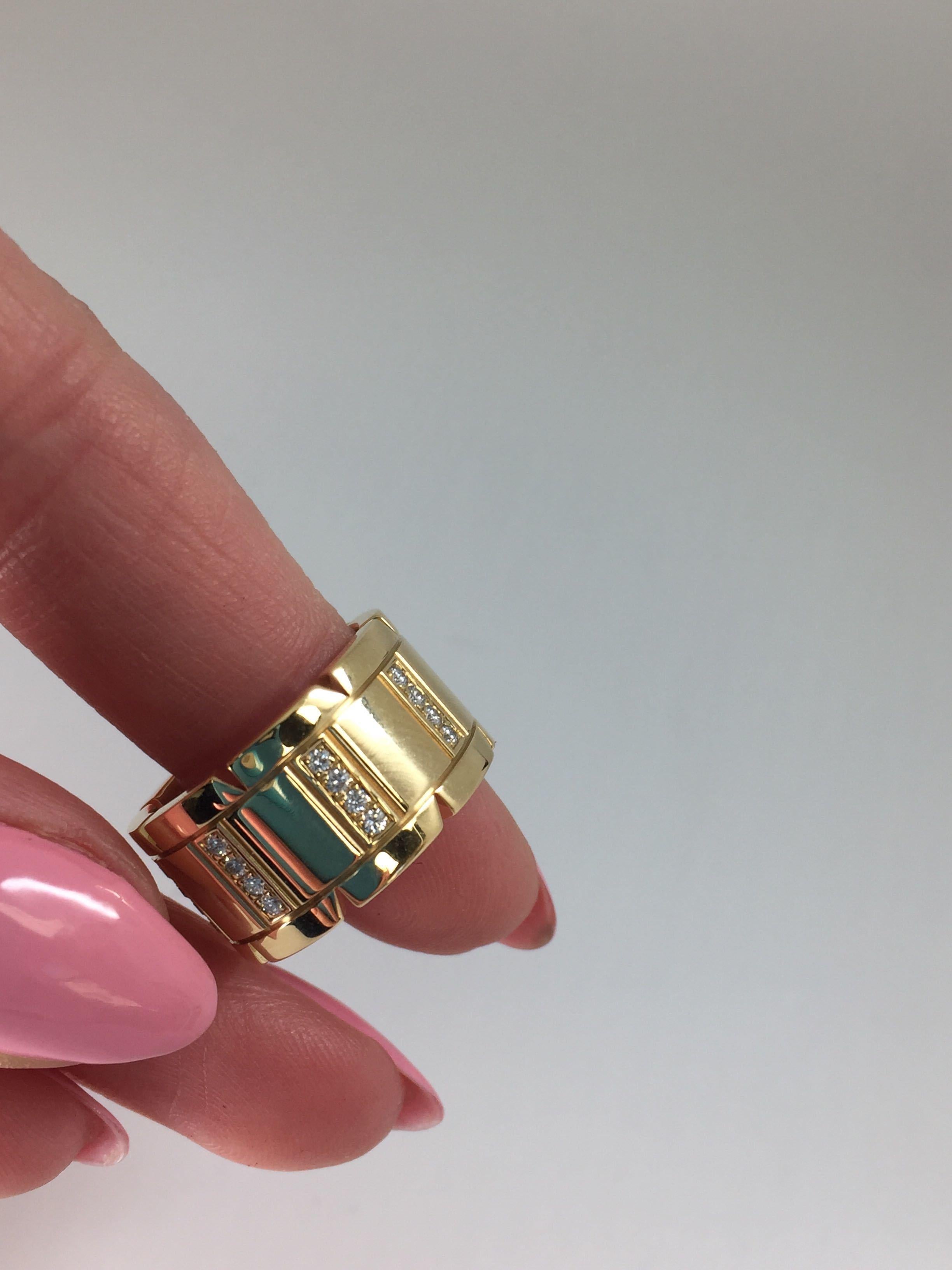 Cartier 18 Karat Yellow Gold Diamond Tank Francaise Large Band Ring In Excellent Condition In New York, NY