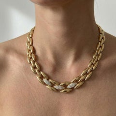 Cartier 18K Gelbgold Diamond Three-Row Link Halskette